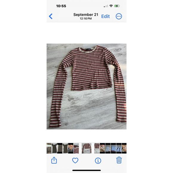Brandi Melville Tops - Women Junior NWOT Brandi Melville Long Sleeve Crop Top One Size Red Brown #477